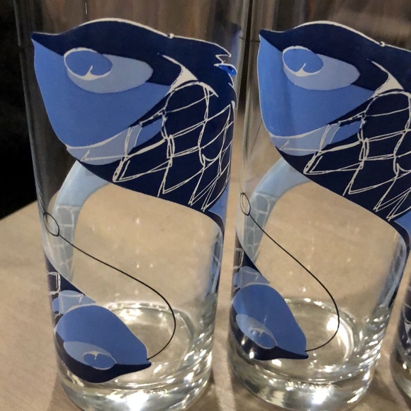 Ocean Thailand Blue Marlin Fish Collins Glasses set of four - Picture 2 of 4